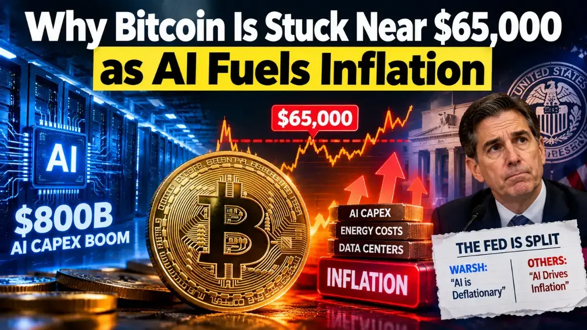 A graph showing that bitcoin price is stuck near $65000