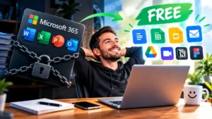 A happy man after replacing Word, Excel, PowerPoint, and Outlook With Free Apps