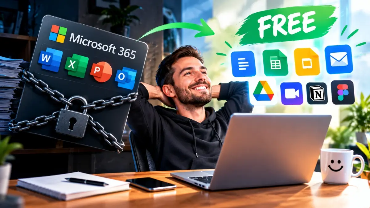 A happy man after replacing Word, Excel, PowerPoint, and Outlook With Free Apps