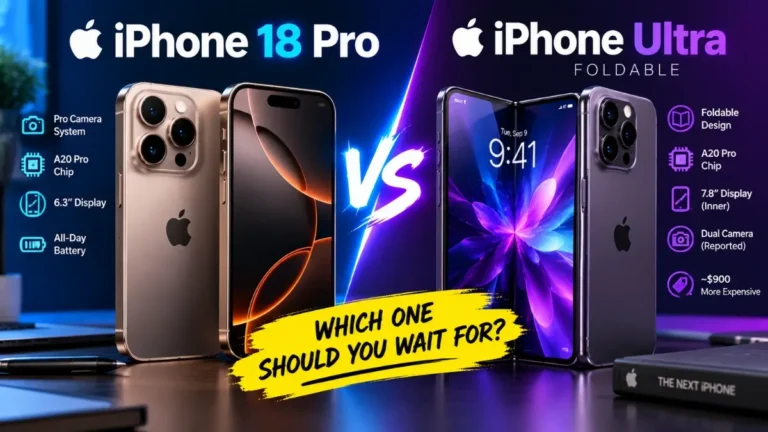 iPhone 18 Pro and foldable iPhone Ultra side by side in tech comparison